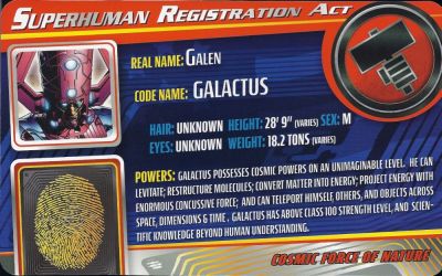 Masterworks Galactus Superhuman Registration Act Card Front