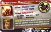 Human Torch - Superhuman Registration Act Card Front